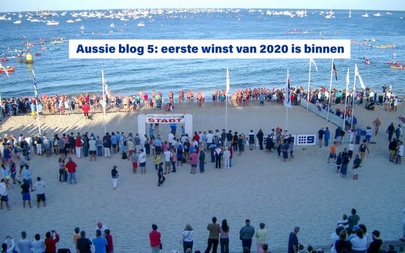 Aussie blog 5 - eerste winst van 2020 is binnen. Lars Bottelier heeft de Rottnest Channel Swim op zijn naam geschreven - gewonnen in 2020. Rottnest Channel Swim & Cottlesloe Classic Mile 2020