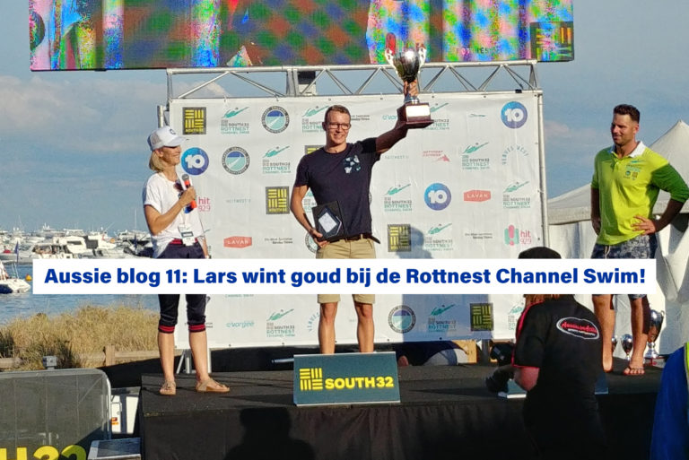 Lars Bottelier wint goud bij de Rottnest Channel Swim Rotto2020 - hij is een prof opewaterzwemmer en de beste open water zwemmer van Nederland